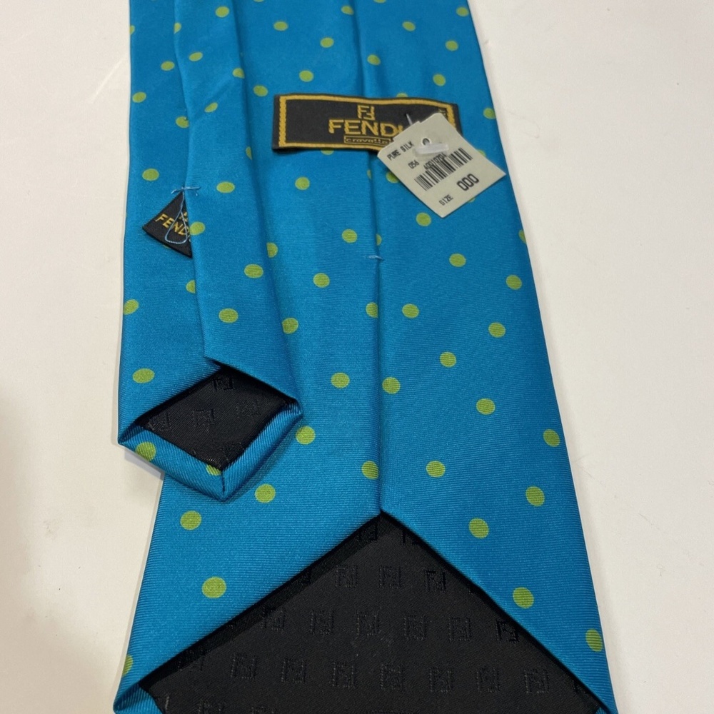 FENDI ROME VINTAGE LUXURY SILK NECKTIE, NWT Aqua Blue